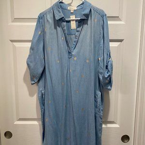 Anthropologie Cloth & Stone Chambray Dress XL - NWT